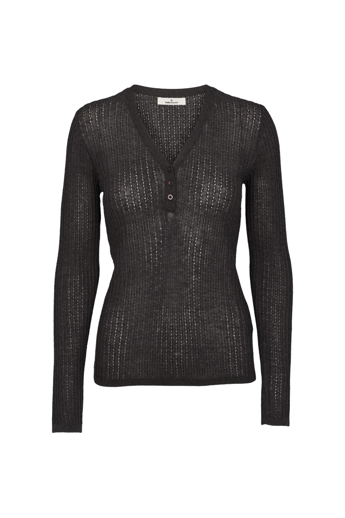 Basic Apparel Adi LS V-neck T-shirts 393 Dark Grey Mel.